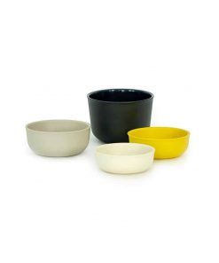 Ekobo cups 4 stk sort hvid gul sand