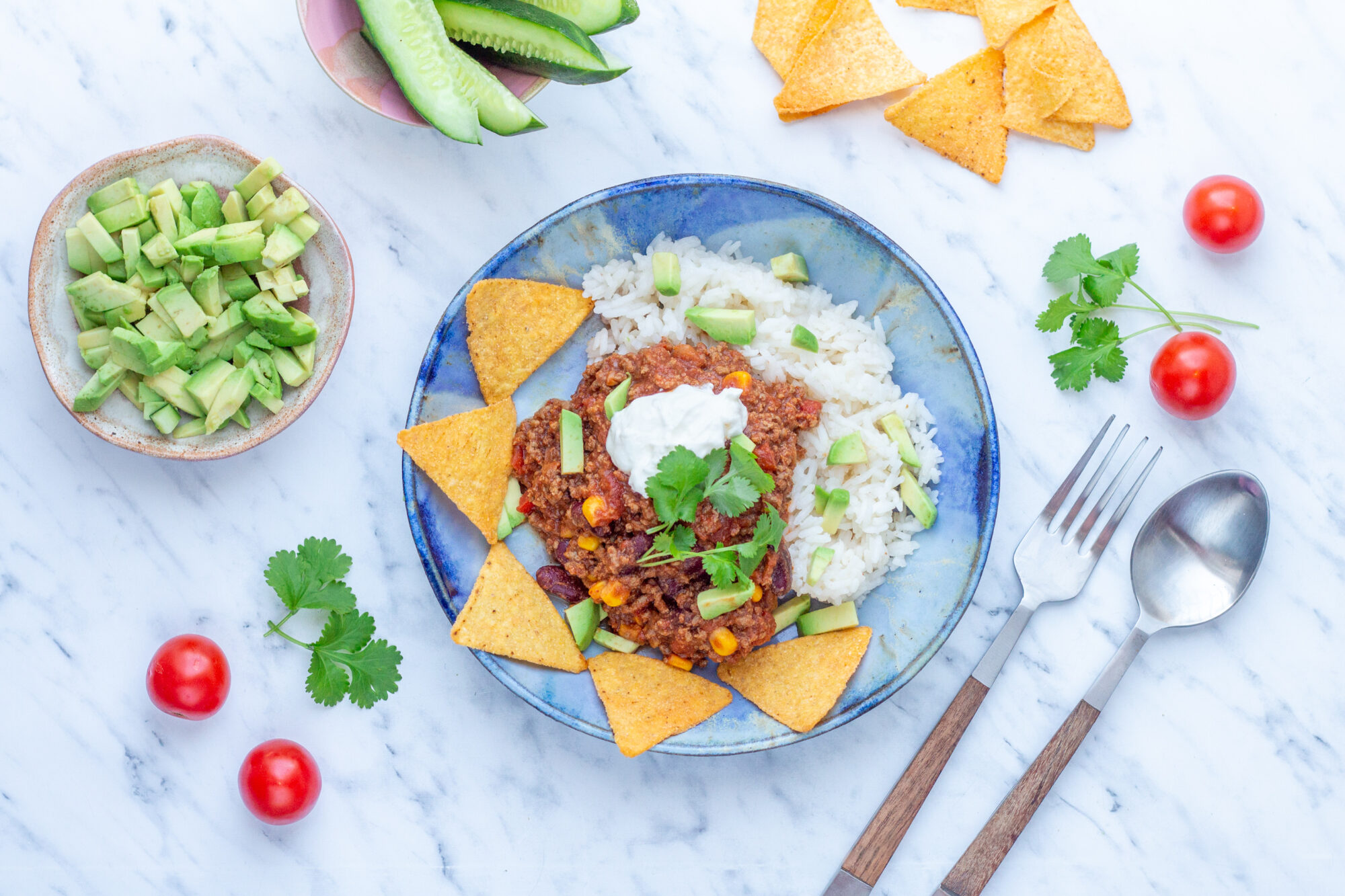 Chili con carne med ris og avocado - til to dage